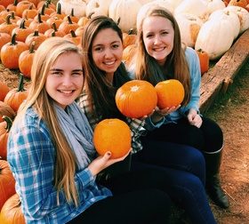 Madison Nazar (left) and friends Katie Thomas (middle) and Hannah Ledford (right) enjoyed pumpkin picking last fall.
Photo courtesy of Madison Nazar