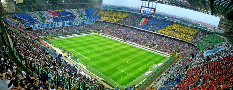 The Giuseppe Meazza Stadium before a game. Photo courtesy of wikiwand.com under Creative Commons license 