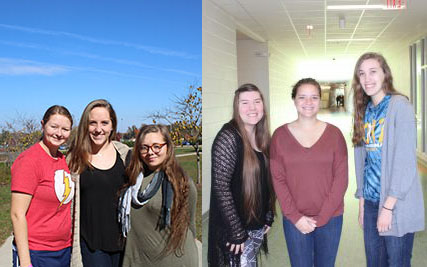 2017 Yearbook editors Michelle Hammond (left), Madison Stafford (middle), and Grace Halpin (right) and the 2017 Literary Magazine editors Syerra Milliman (left), Emily Antesberger (middle), and Christina Walker (right). 
Photos courtesy of Mallory Berry and Blake Berry