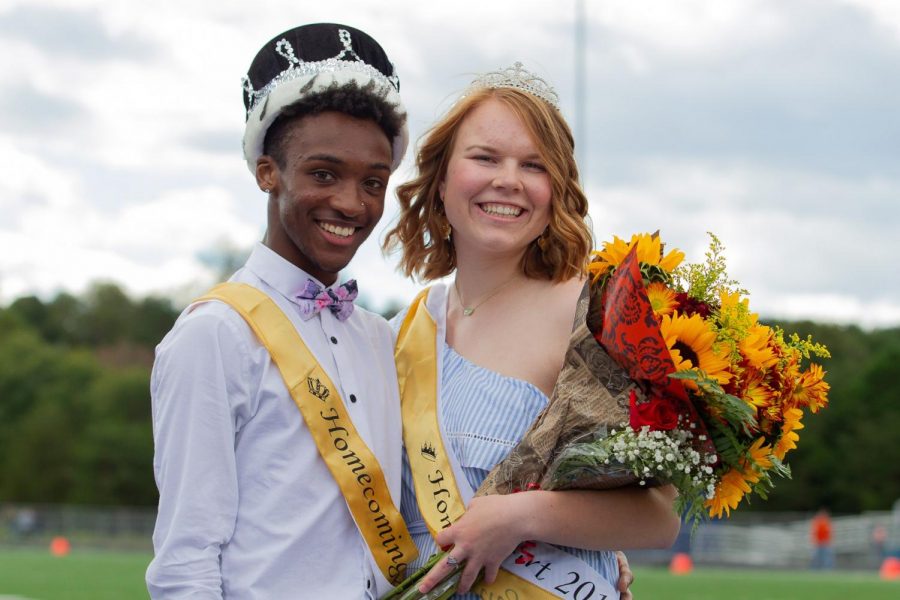 Homecoming King and Queen Taileek Ashton and Kyra Shelley at the Homecoming game on Oct. 13. Photo courtesy of Fluvanna Sports Photgraphy.