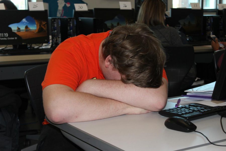 A FCHS student puts their head down in the computer lab. Photo courtesy of FCHS Journalism.