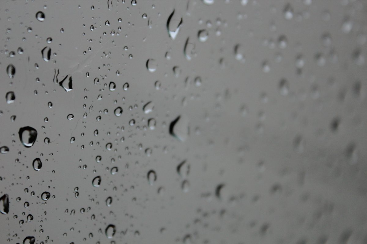 Rain on a window at FCHS. Photo courtesy of Fluco Journalism. 