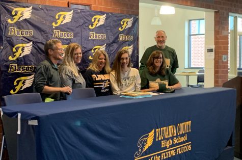 Christina Walker after signing her letter of intent to play volleyball at George Mason University. Photo courtesy of FCHS Journalism.