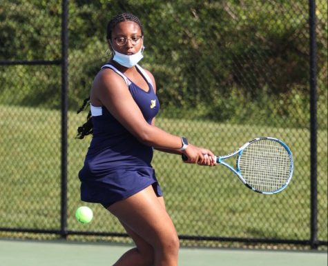 Shannon Johnson 21 at a May girls tennis match