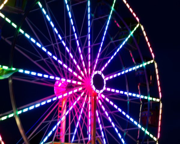 Ferris wheel at placer county fairgrounds fair. Photo courtesy of Johnstoncreativeartsdotcom via Wikimedia. Creative Commons Attribution-Share Alike 4.0 International