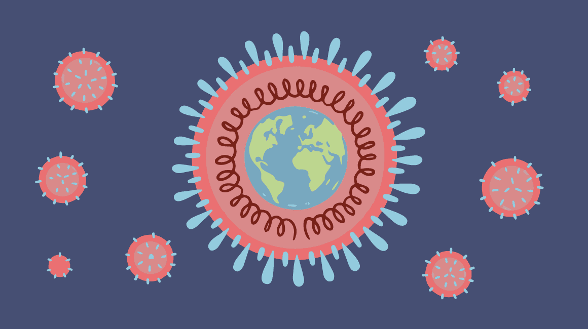 Illustration of the COVID-19 virus by Philippa Steinberg for the IGI.  Creative Commons Attribution-NonCommercial-ShareAlike 4.0 International License.  https://innovativegenomics.org/free-covid-19-illustrations/

