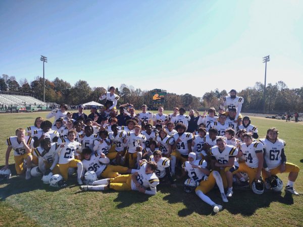 The JV football team after clinching the District Championship against Louisa, 21-0, on Nov. 4.