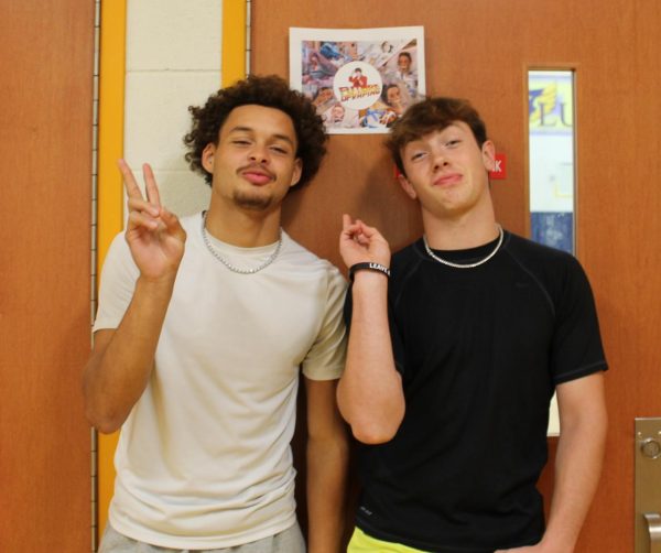 Two FCHS students posing as sassy men. Photo Courtesy of River McMillian.