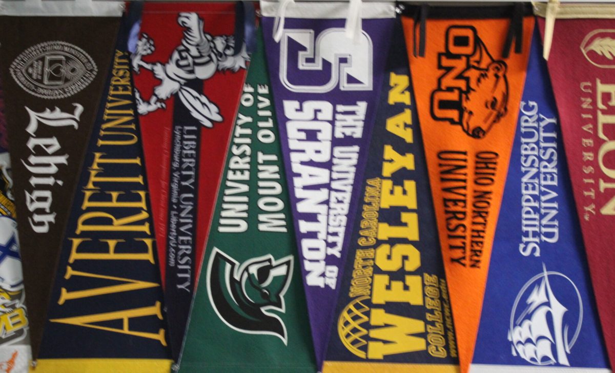College banners in FCHSs Career Center. Photo courtesy of Grace Harris. 
