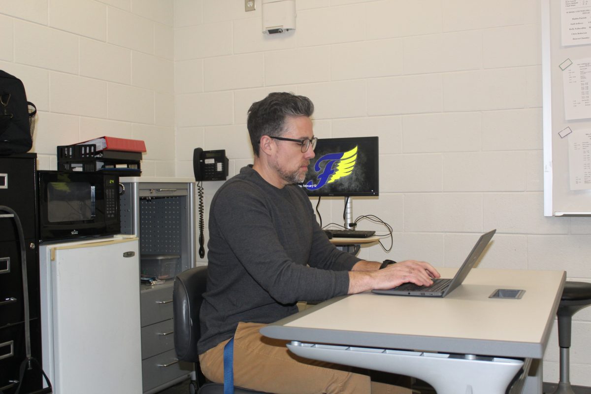 FCHS Instructional Assistant Jesse Stover at work in the BEST Lab. Photo courtesy of Madelyn Treadway.