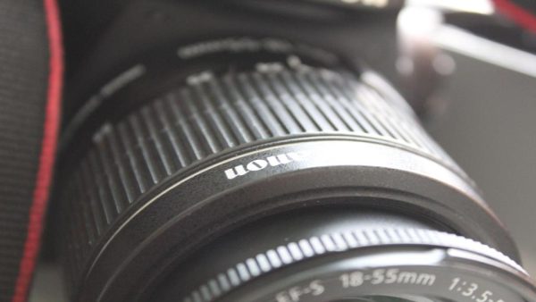 A closeup of a Canon SLR camera. Photo courtesy of Marley Rochester. 