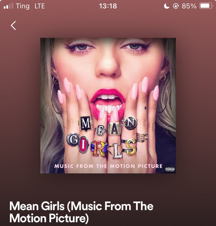 A screenshot of the Mean Girls (2024) Spotify playlist. Photo courtesy of Kessler Potter. 