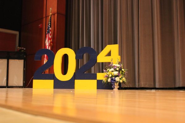 The stage for the 2024 Senior Awards Presentation on May 8, 2024. 
