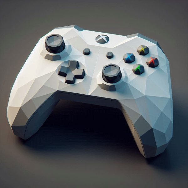 A low-poly Xbox controller generated with Microsoft Copilot.