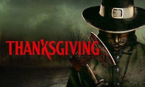 The movie poster for the Netflix movie Thanksgiving (2023). 