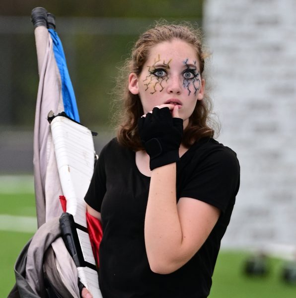 FCHS color guard member Abigail Lynn gets ready to perform the "Tell-Tale Heart" program at the football game on Sept. 16. Photo courtesy of DLH Sports Shots.