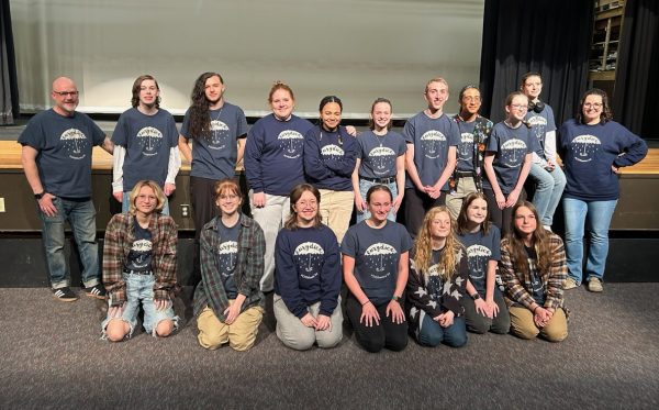 The cast and crew of FCHS Theatre's "Eurydice" at the Jefferson District Theatre Festival on Nov. 2. Photo courtesy of FCHS Theatre. 