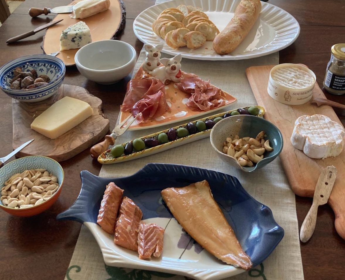 A table full Thanksgiving table appetizers.