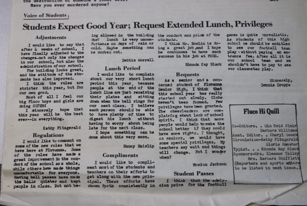 A 1972 newspaper article details students' hopes and requests for the year. 