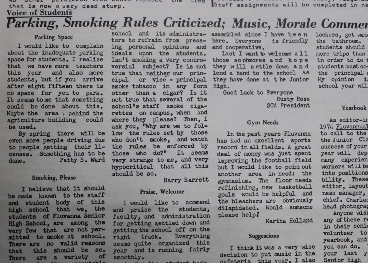 Barry Barrett comments on his opinions on the smoking policy at Fluvanna County High School in 1971.