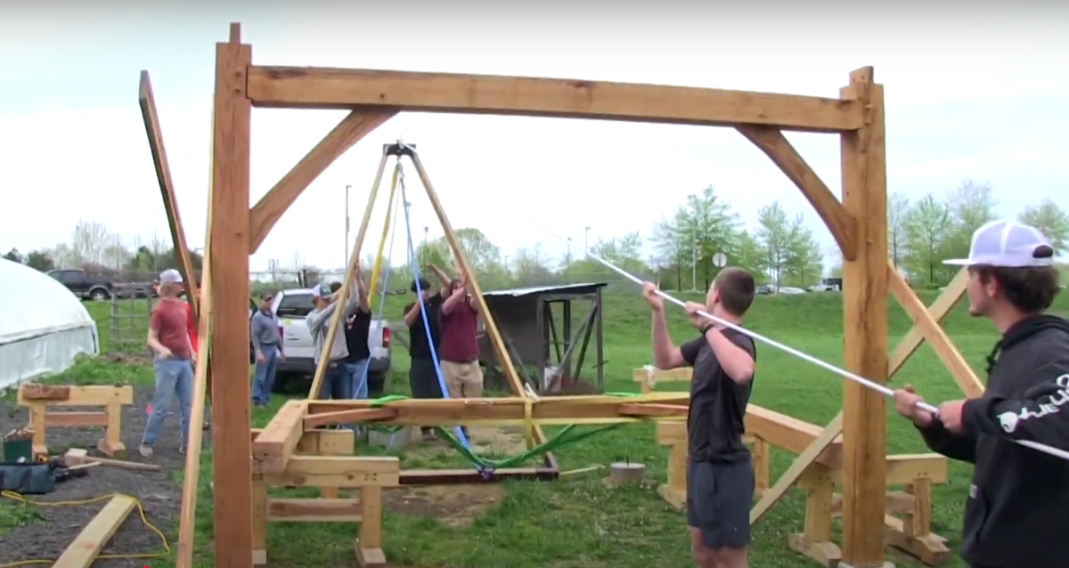 FCHS Carpentry class builds a structure.