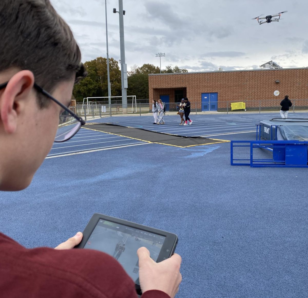 Drone operator Owen Kaider controlling the TV Production drone. 