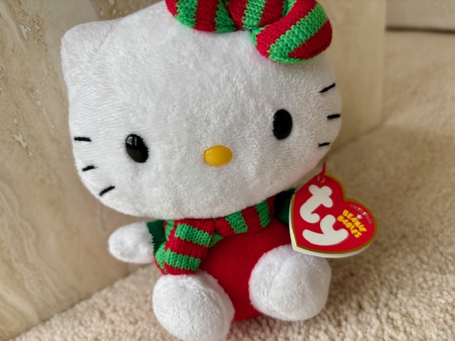 A Hello Kitty plushie. 