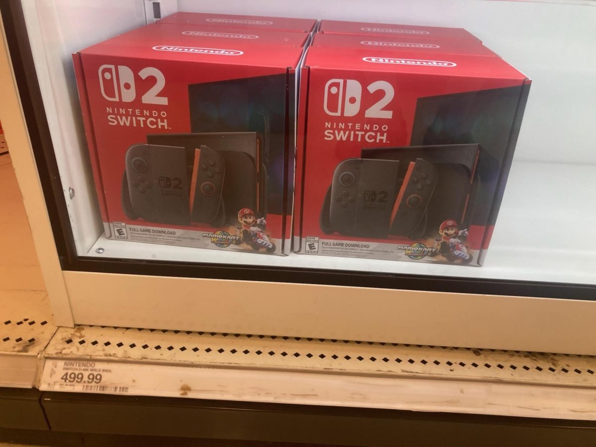 Snapshot of Nintendo switch in store casing.