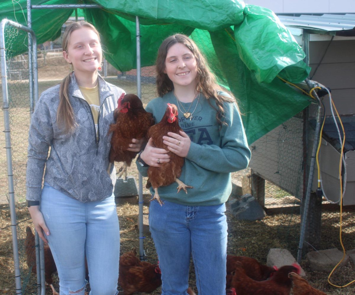 Future Farmers of America (FFA) is an FCHS club based on a non-profit organization that focuses on educating students with hands-on learning. “It’s a community, like a family,” said President Alex Swingle ‘27 (pictured with Vice President Bridgette Thomson ‘27 in front of the chicken coop.)