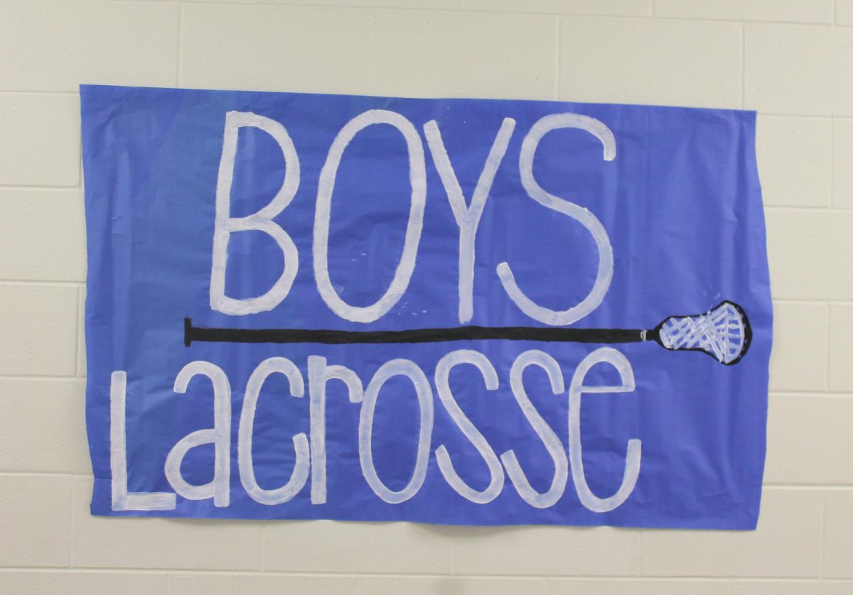 A photo of a blue boys lacrosse poster.
