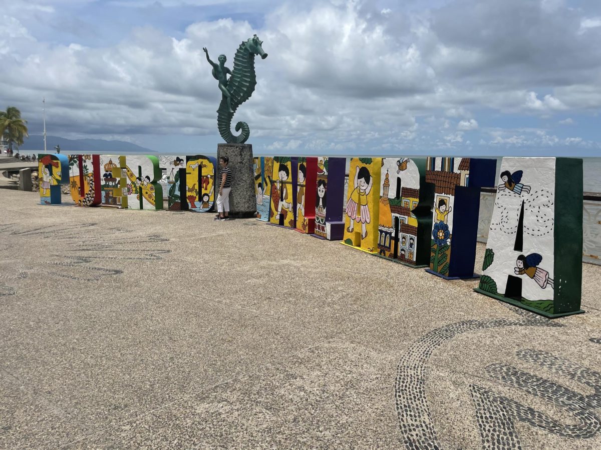 The well-known "Puerto Vallarta" sign in Puerto Vallarta, Mexico. 